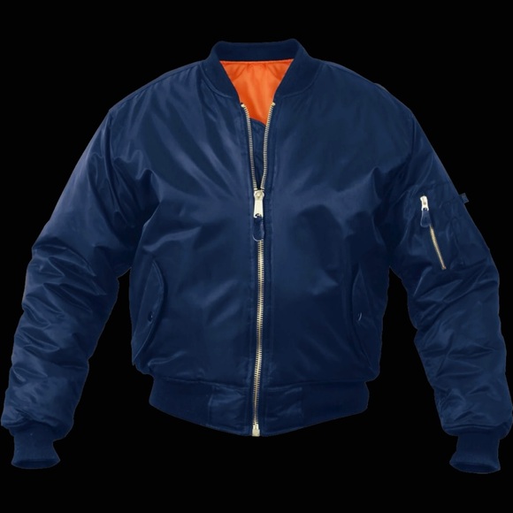 ROTHCO | S | MA-1 FLIGHT Men’s Navy Blue Technical Zip Cargo Bomber Jacket - Picture 2 of 16